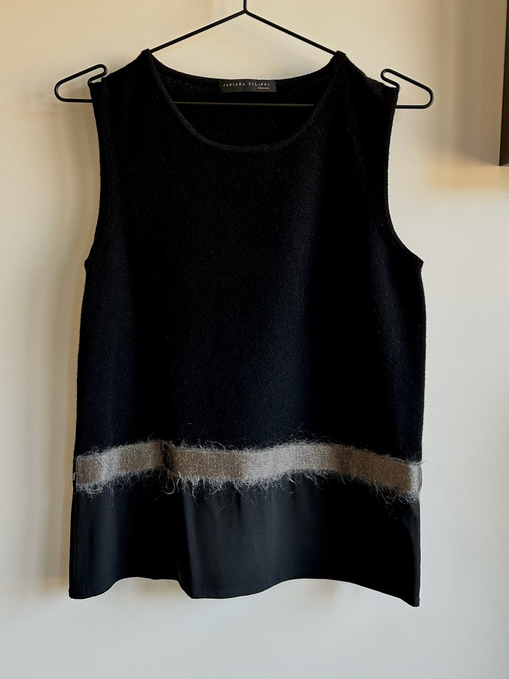 Fabiana Filippi Black Sleeveless Knit Tank 100% Cashmere